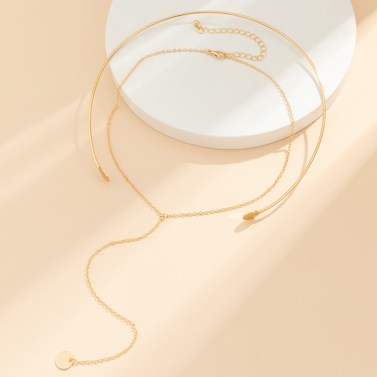 18K Gold-Plated Choker and Drop Pendant Necklace Set, jewelry gift sets for women, botanical inspired, styled look