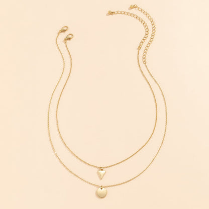 18K Gold-Plated Round and Triangle Pendant Necklace Set, jewelry gift sets for women, elegant gift for her, lifestyle look