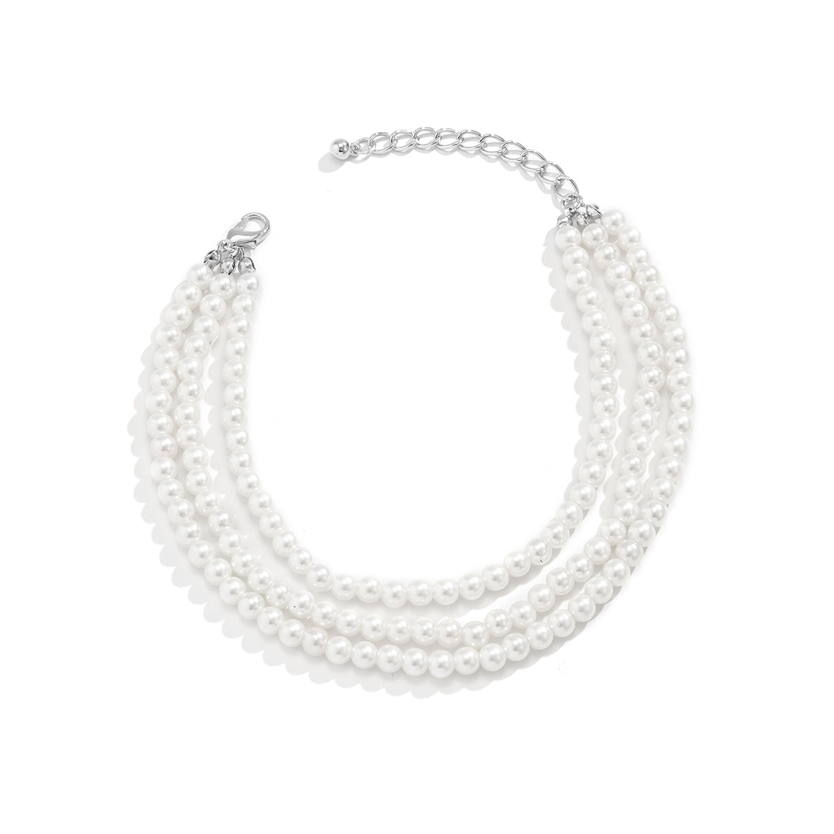 Pearl & Silver-Plated Layered Anklet