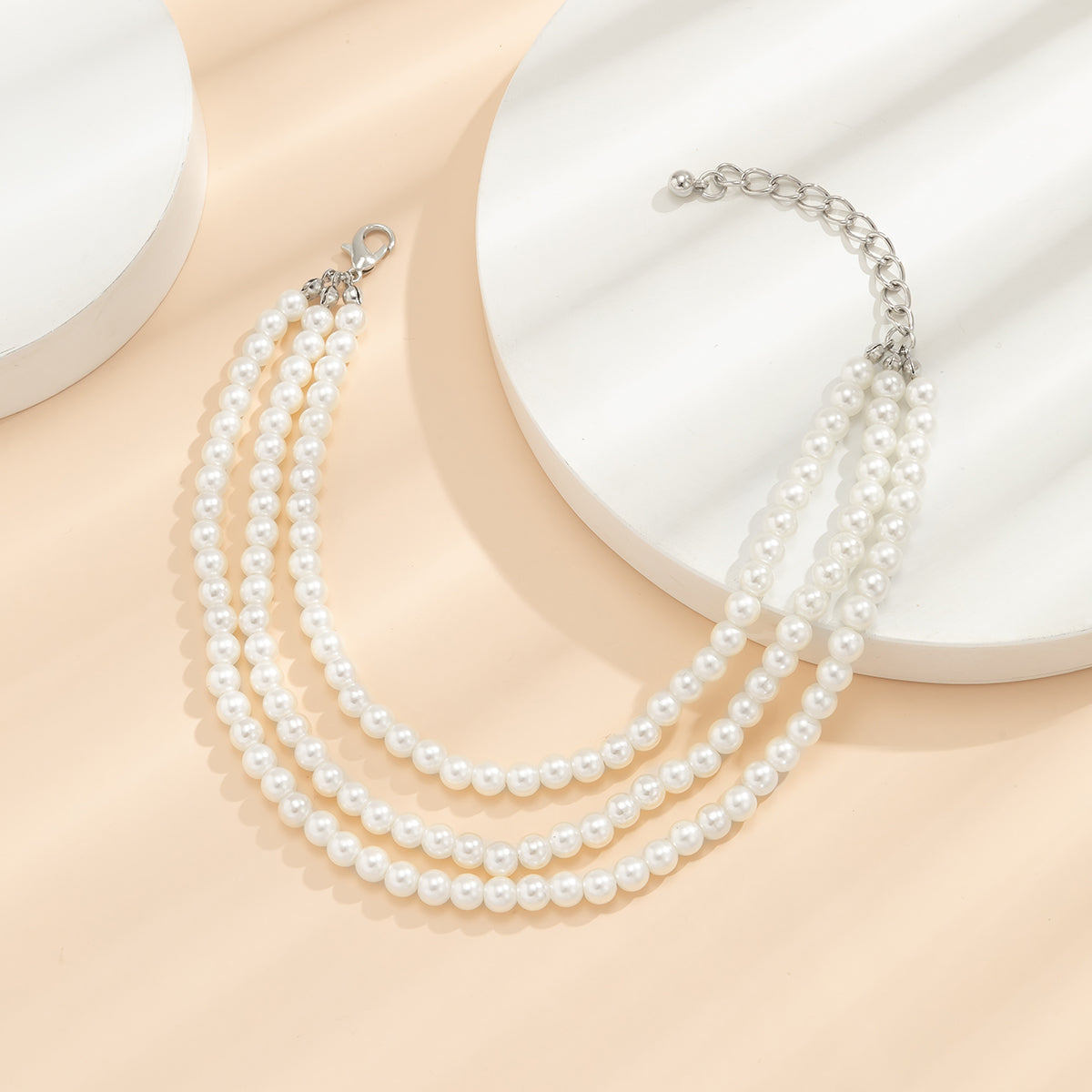 Pearl and Silver-Plated Layered Anklet, silver anklet bracelet, dainty minimalist design, lifestyle look