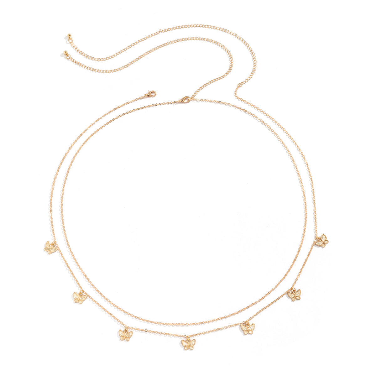 Stunning 18K gold-plated butterfly waist chain set adorned with small charms, ideal for enhancing your style effortlessly.