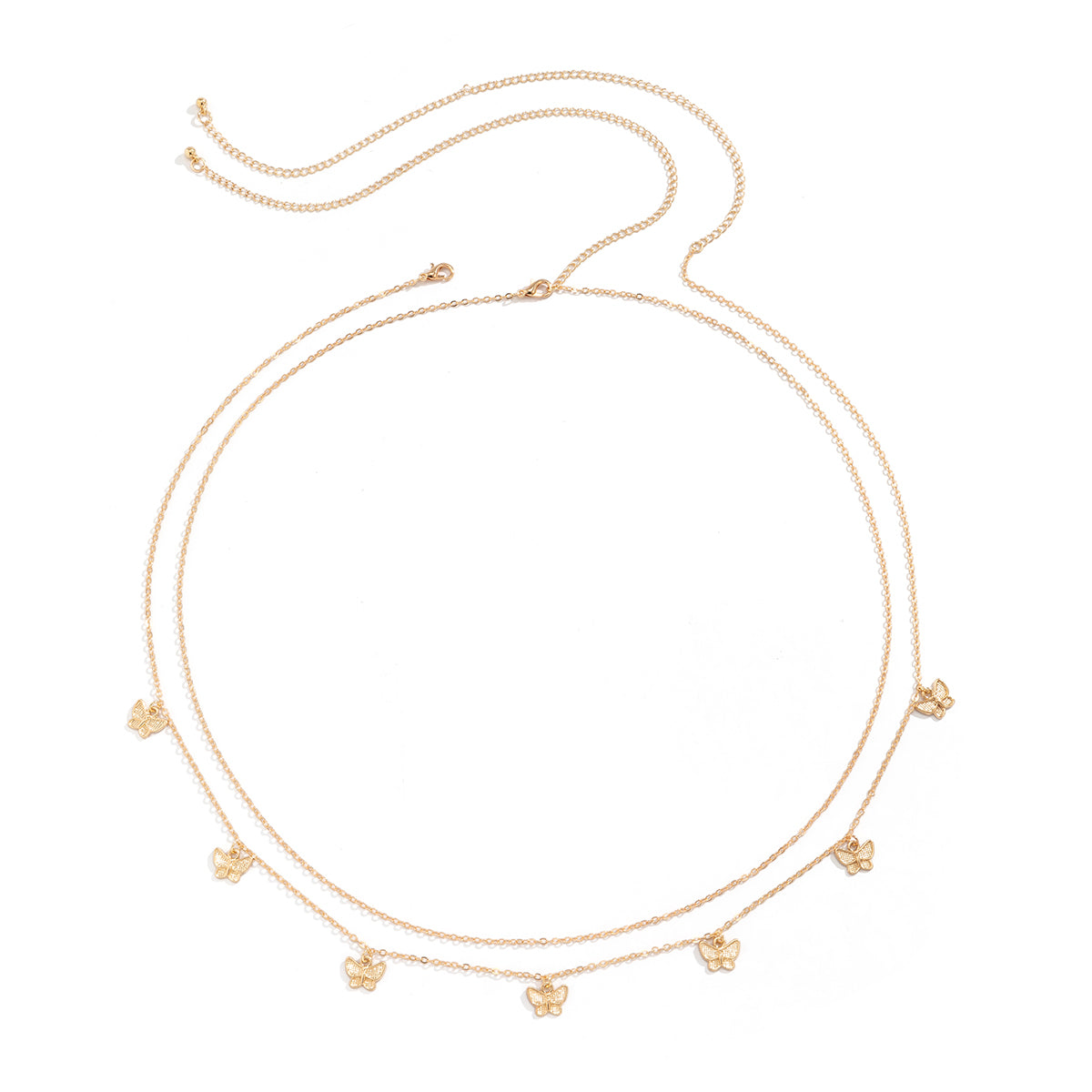 18K Gold-Plated Butterfly Waist Chain Set, jewelry gift sets for women, dainty minimalist design, side view