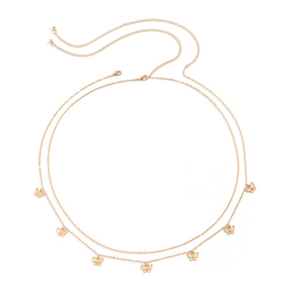18K Gold-Plated Butterfly Waist Chain Set, jewelry gift sets for women, dainty minimalist design, side view