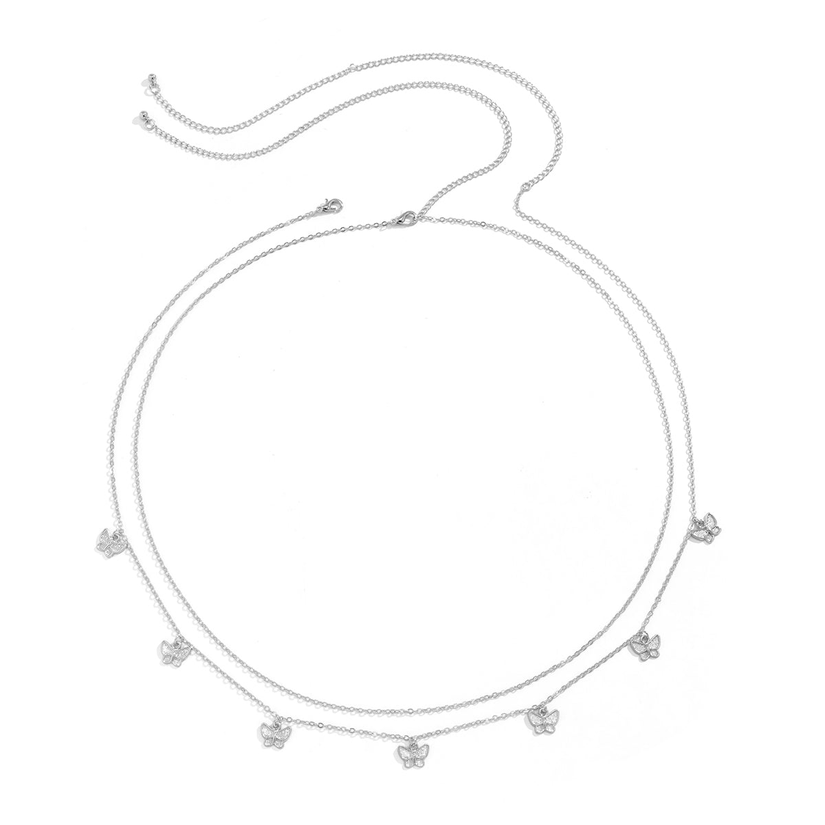 Silver-Plated Butterfly Waist Chain Set, jewelry gift sets for women, vintage-inspired design, side view
