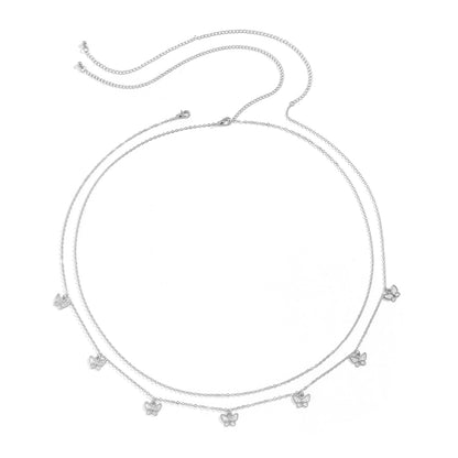 Silver-Plated Butterfly Waist Chain Set, jewelry gift sets for women, vintage-inspired design, side view