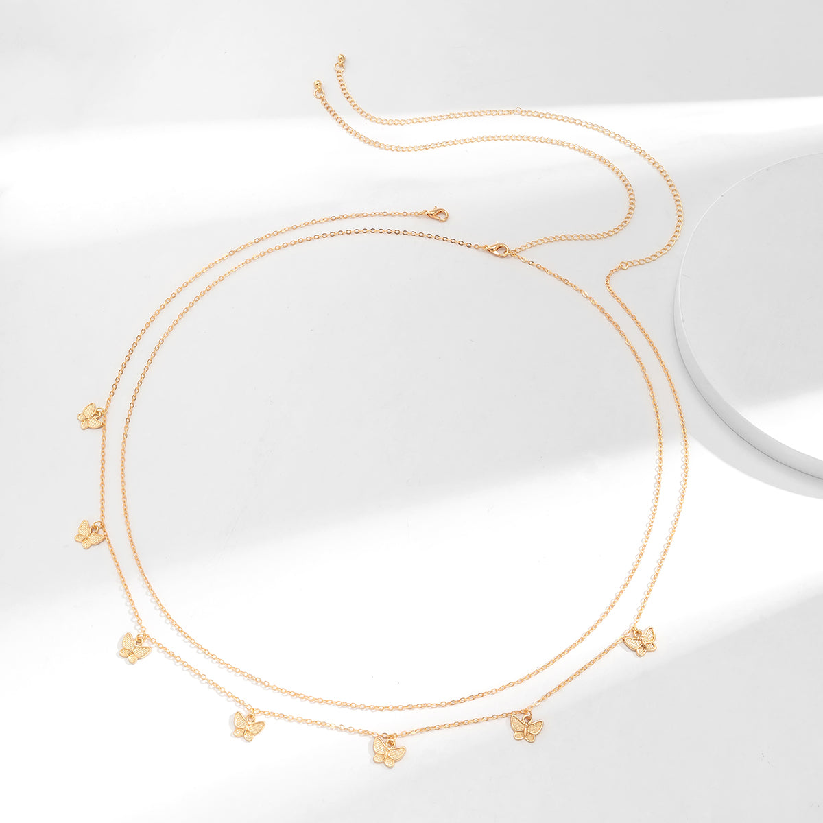 18K Gold-Plated Butterfly Waist Chain Set, jewelry gift sets for women, dainty minimalist design, detail close-up