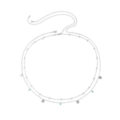 Turquoise & Silver-Plated Sequin Waist Chain Set