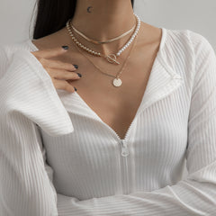 Pearl & Silver-Plated Toggle Necklace Set