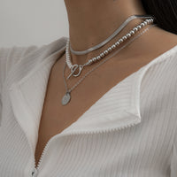 Pearl & Silver-Plated Toggle Necklace Set
