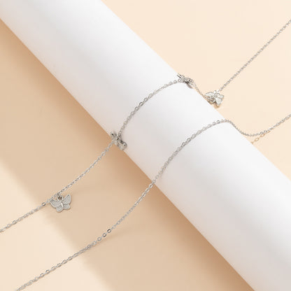 Silver-Plated Butterfly Waist Chain Set, jewelry gift sets for women, vintage-inspired design, styled look