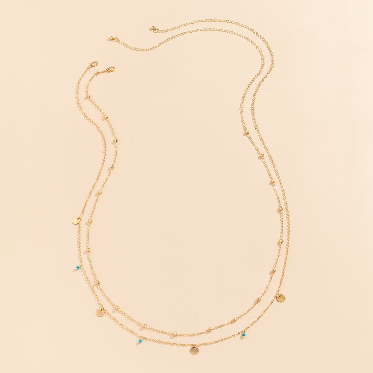 Turquoise & 18K Gold-Plated Sequin Waist Chain Set