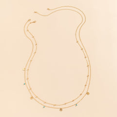 Turquoise & 18K Gold-Plated Sequin Waist Chain Set