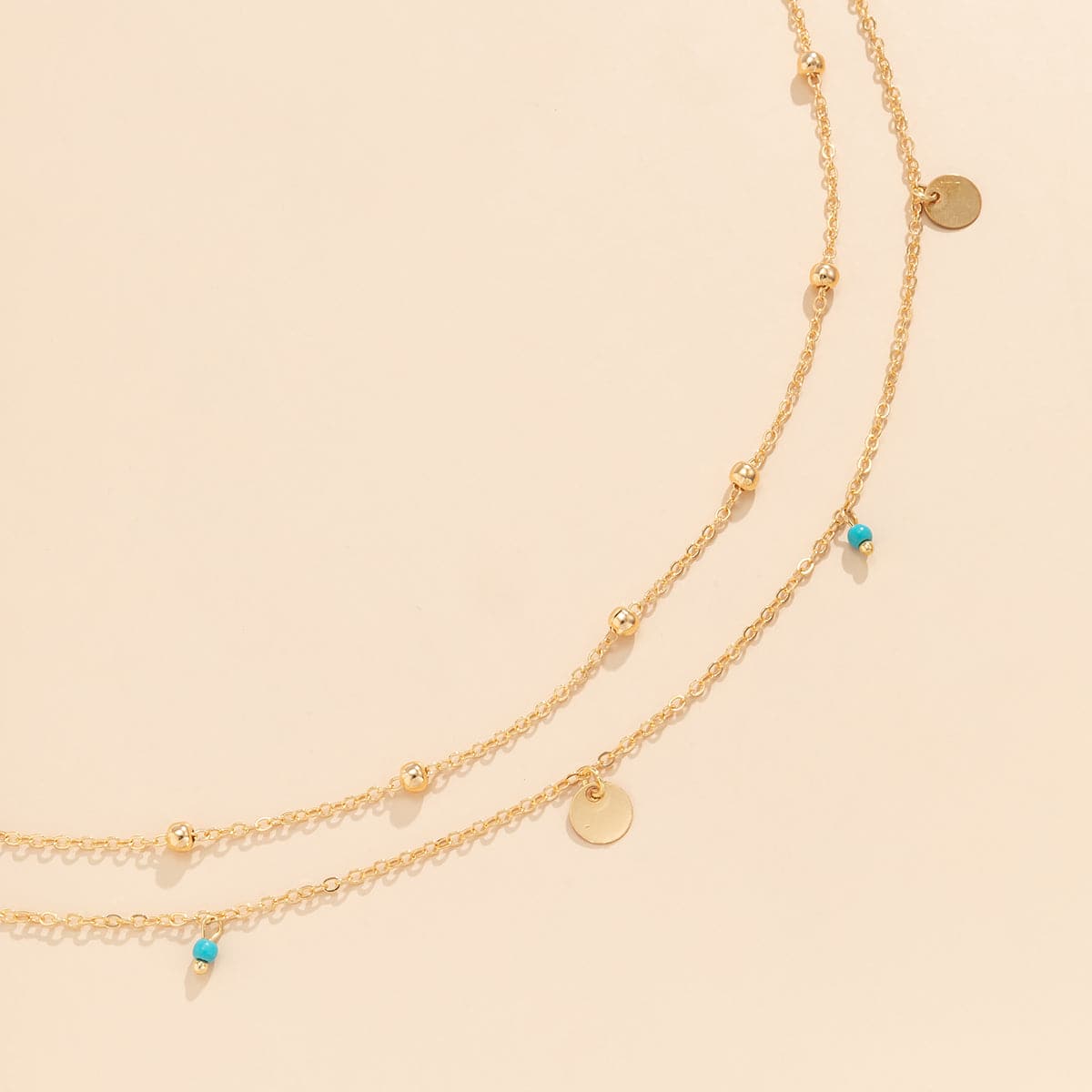 Turquoise & 18K Gold-Plated Sequin Waist Chain Set