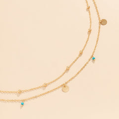 Turquoise & 18K Gold-Plated Sequin Waist Chain Set