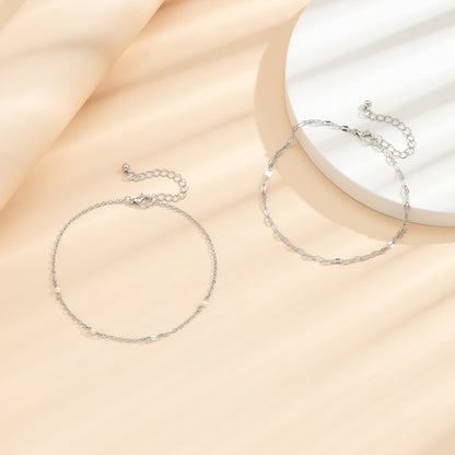 Pearl and Silver-Plated Anklet Set, jewelry gift sets for women, botanical inspired, lifestyle look