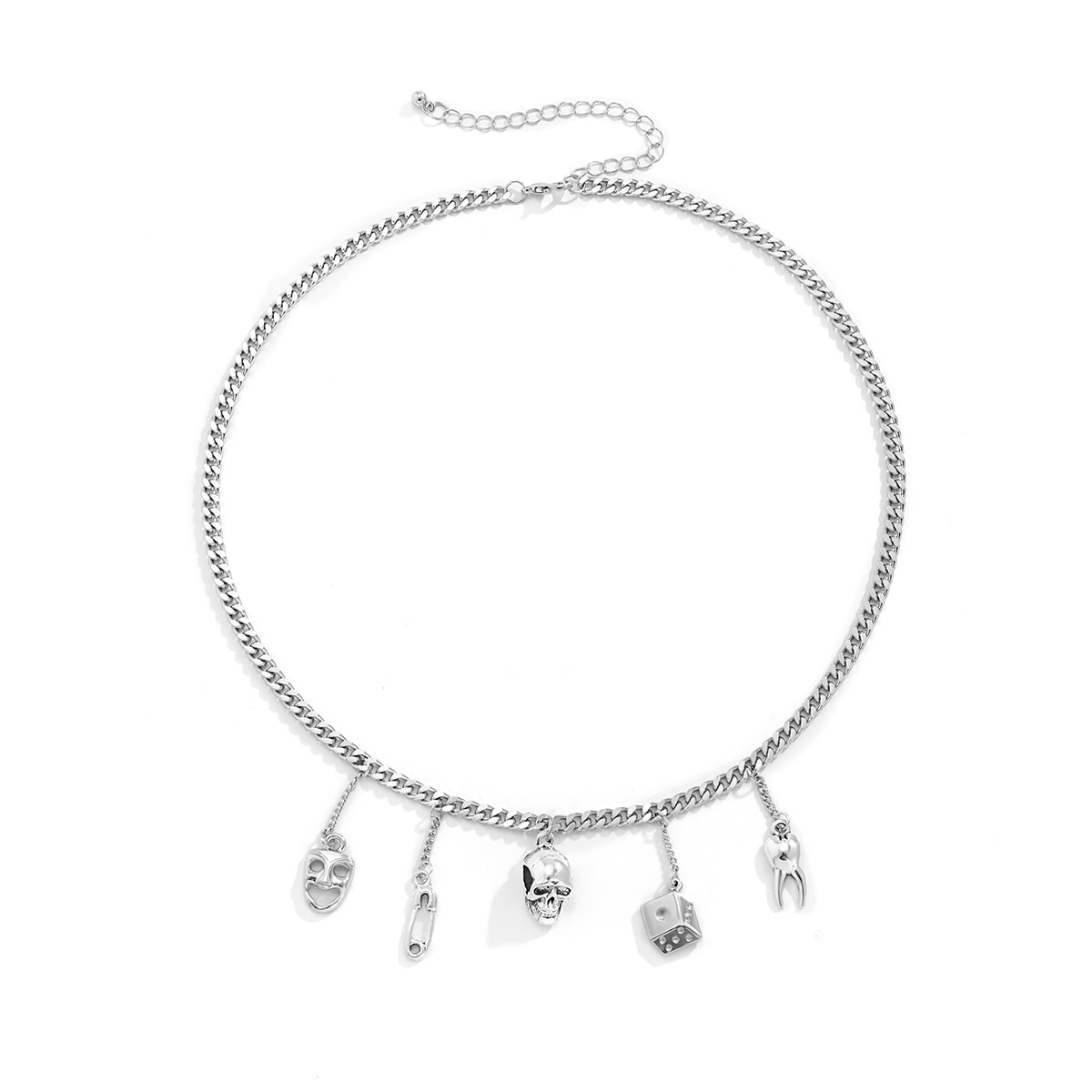 Silver-Plated Skull Charm Necklace