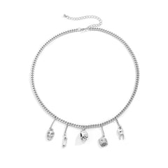 Silver-Plated Skull Charm Necklace