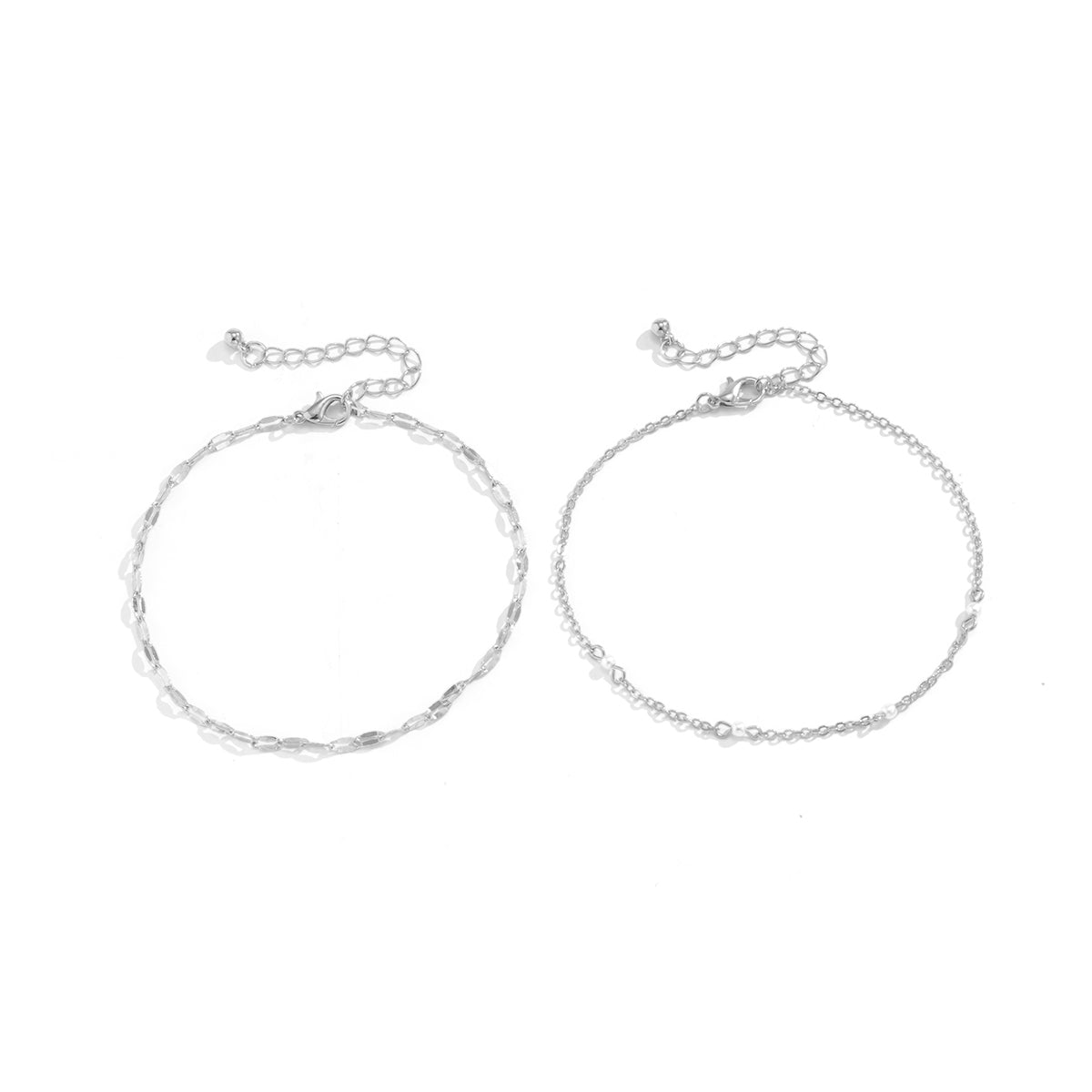 Pearl and Silver-Plated Anklet Set, jewelry gift sets for women, botanical inspired, styled look
