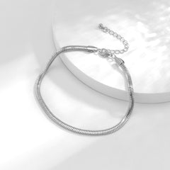 Silver-Plated Herringbone Chain Anklet