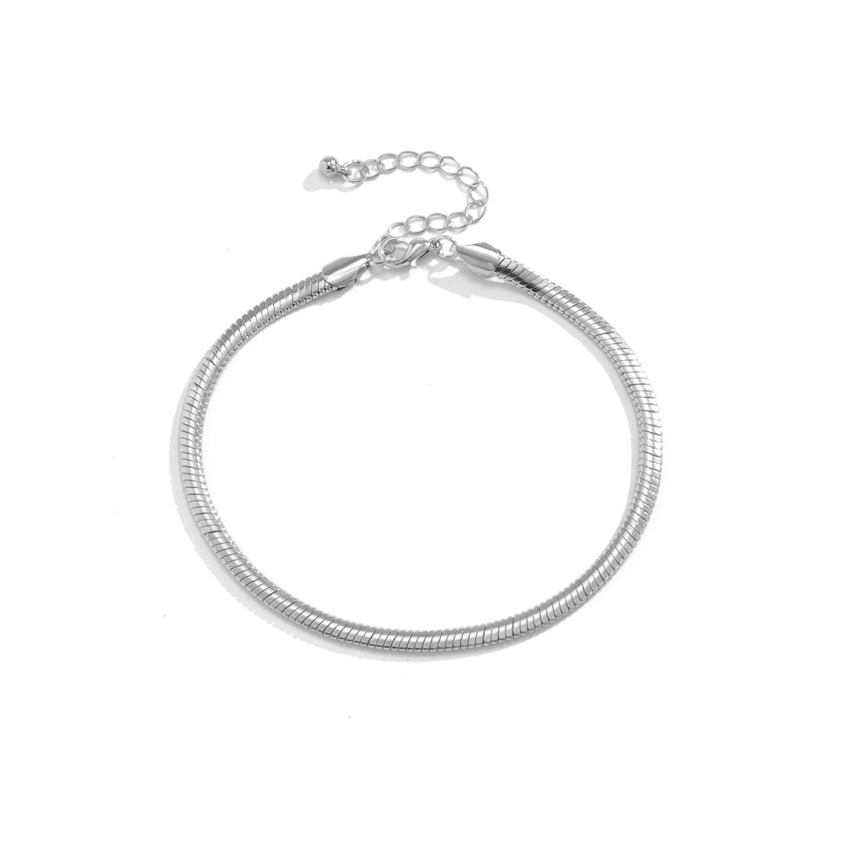 Silver-Plated Herringbone Chain Anklet