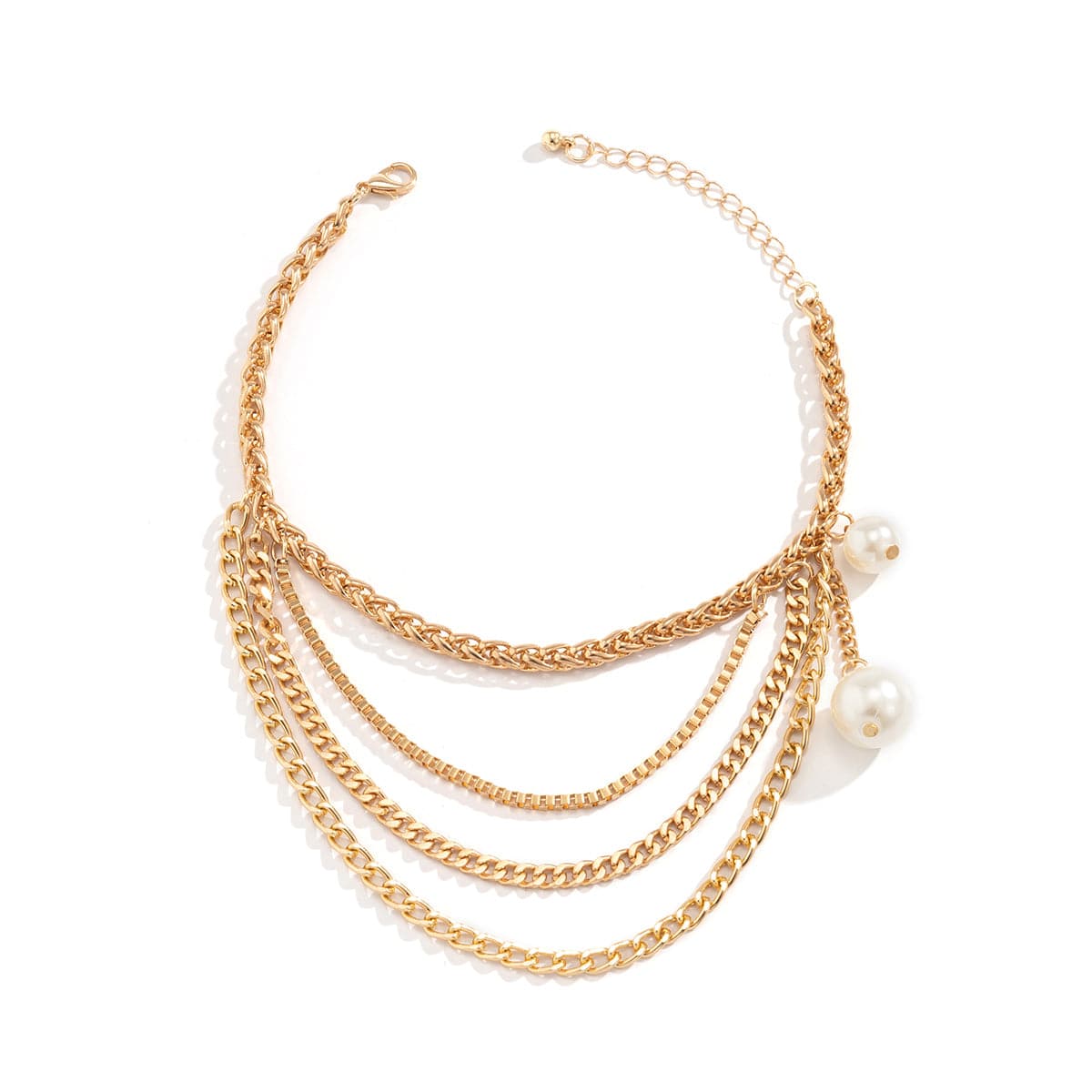 Pearl & 18K Gold-Plated Layered Anklet