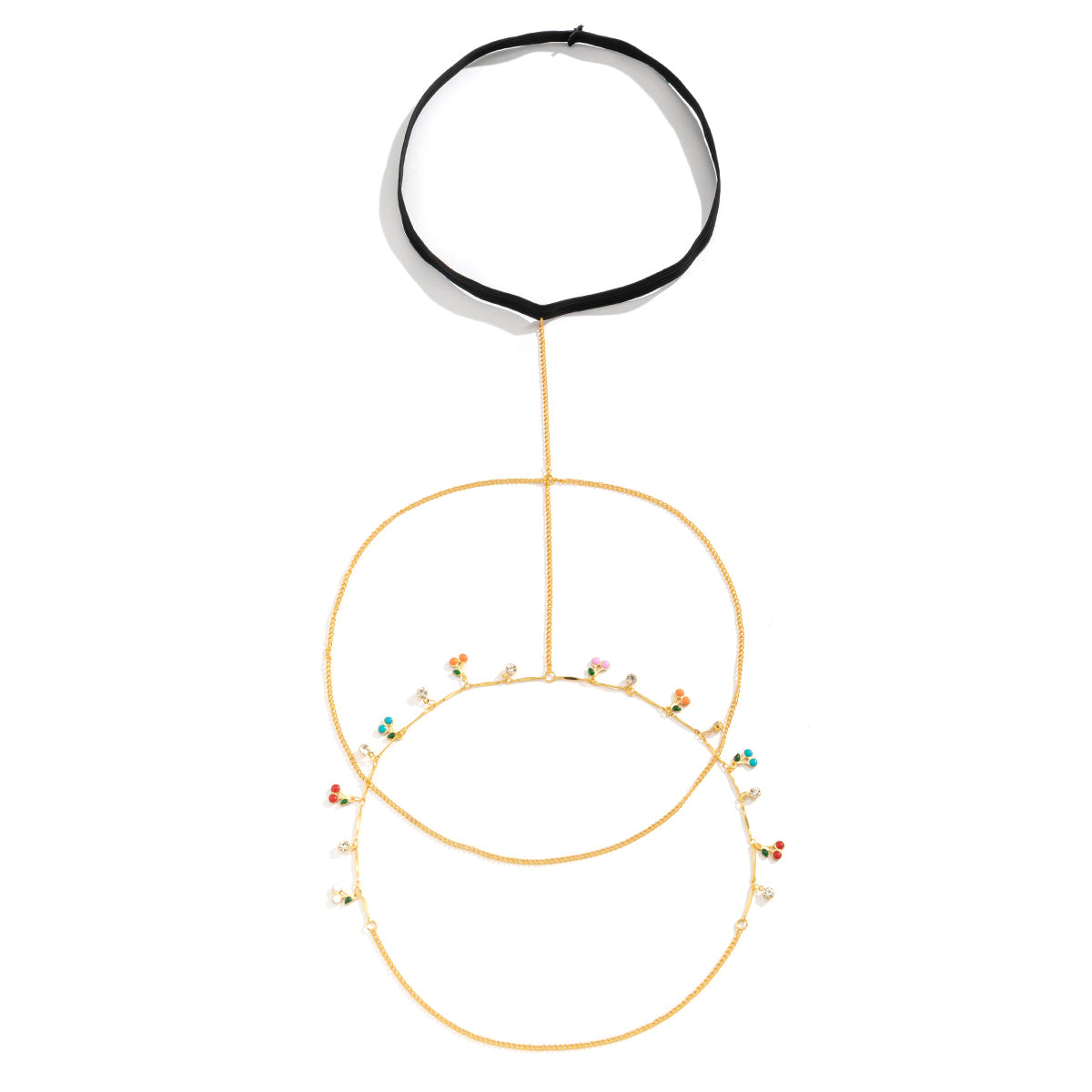 Cubic Zirconia and Nylon 18K Gold-Plated Cherry Layered Leg Chain, gold pendant necklace for women, lifestyle look