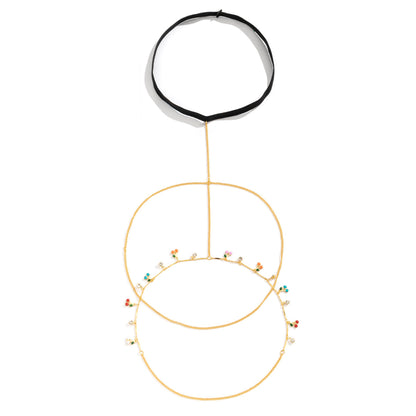 Cubic Zirconia and Nylon 18K Gold-Plated Cherry Layered Leg Chain, gold pendant necklace for women, lifestyle look