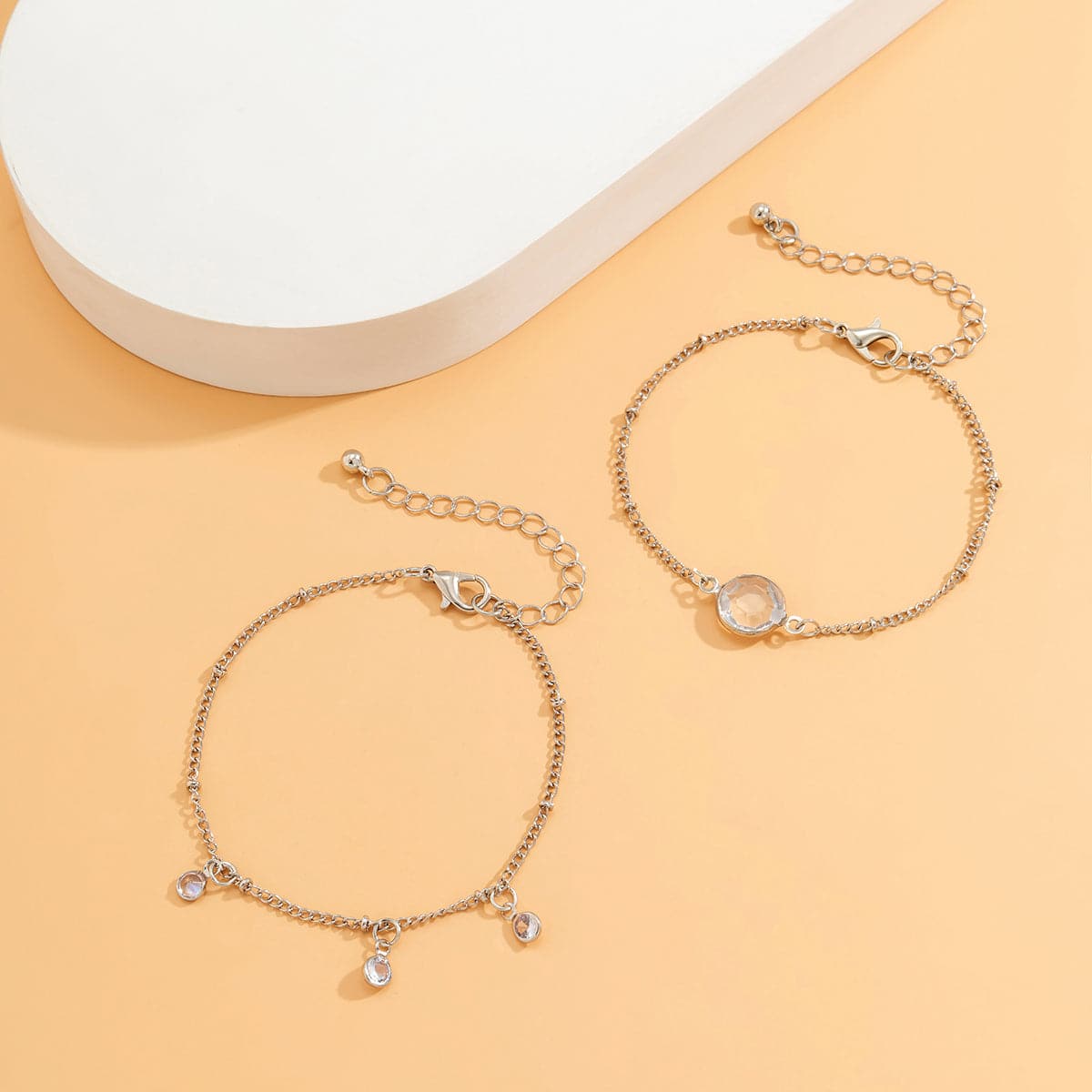Crystal and Silver-Plated Station Bracelet Set, jewelry gift sets for women, elegant gift for her, styled look
