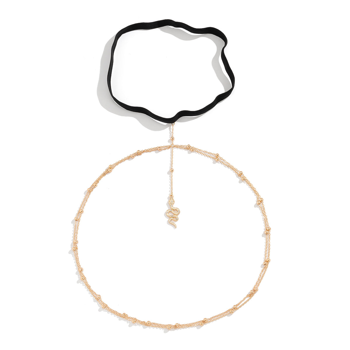 18K Gold-Plated Snake Layered Leg Chain, gold pendant necklace for women, botanical inspired, lifestyle look