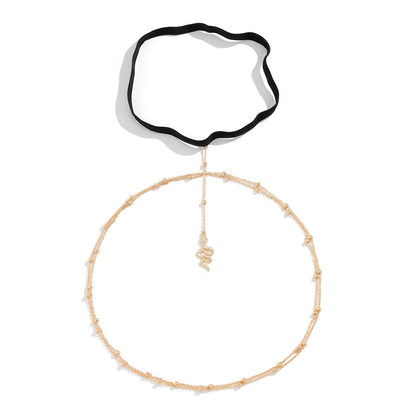 18K Gold-Plated Snake Layered Leg Chain, gold pendant necklace for women, botanical inspired, lifestyle look