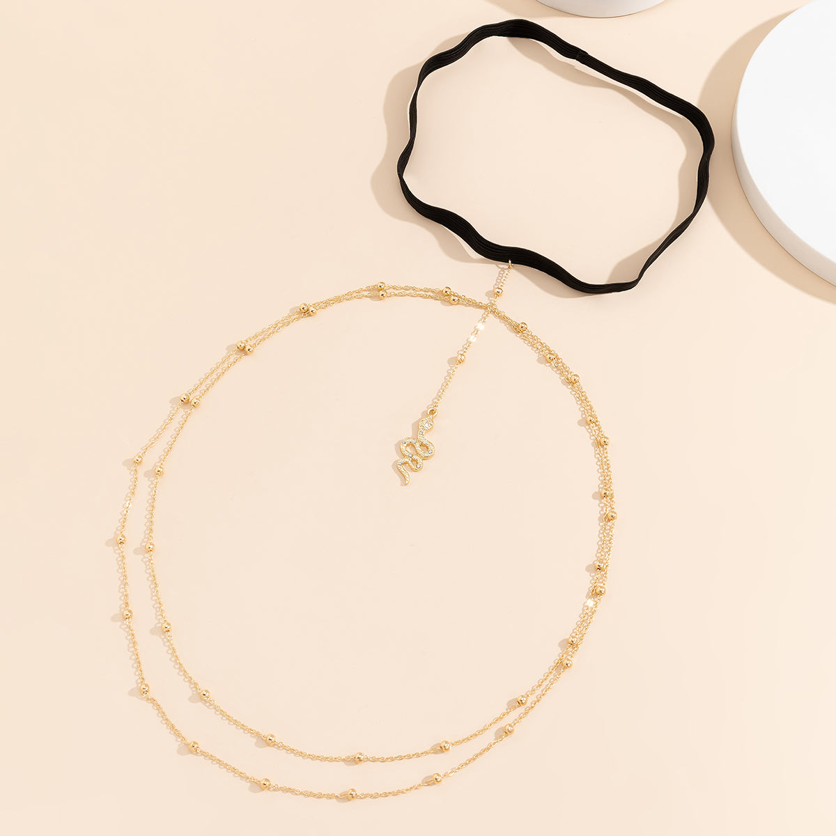 18K Gold-Plated Snake Layered Leg Chain, gold pendant necklace for women, botanical inspired, styled look