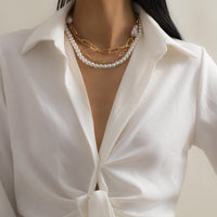 Imitation Pearl & 18K Gold-Plated Beaded Necklace Set