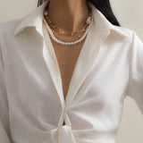 Imitation Pearl & 18K Gold-Plated Beaded Necklace Set