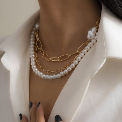 Pearl and 18K Gold-Plated Beaded Necklace Set, jewelry gift sets for women, elegant gift for her, lifestyle look