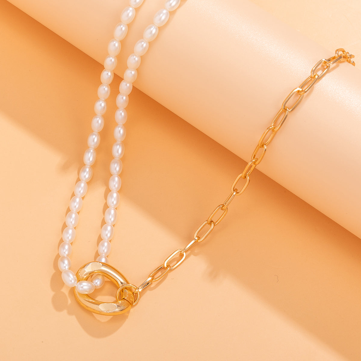 Pearl & 18K Gold-Plated Abstract Pendant Necklace