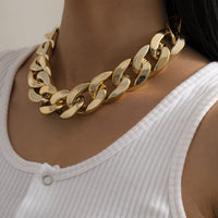 Goldtone Curb Chain Choker Necklace