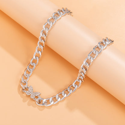Cubic Zirconia & Silver-Plated Butterfly Cable Chain Necklace