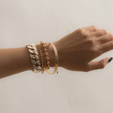 Cubic Zirconia & 18K Gold-Plated Beaded Bracelet & Cuff Set