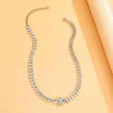 Cubic Zirconia & Silver-Plated Oval Cable Chain Necklace