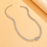 Cubic Zirconia & Silver-Plated Oval Cable Chain Necklace