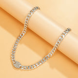 Cubic Zirconia & Silver-Plated Oval Cable Chain Necklace