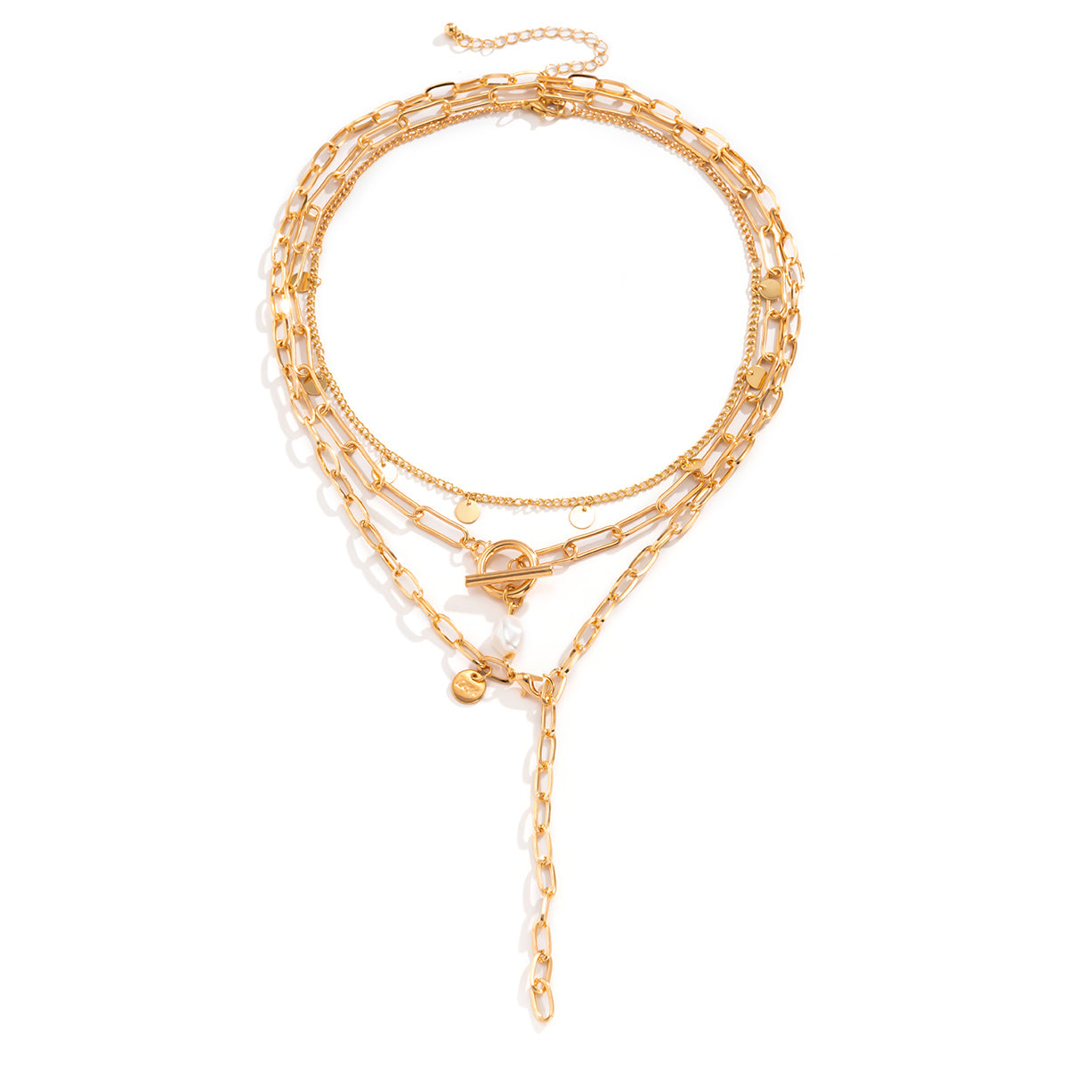 Pearl and 18K Gold-Plated Lariat Necklace Set, jewelry gift sets for women, vintage-inspired design, detail close-up