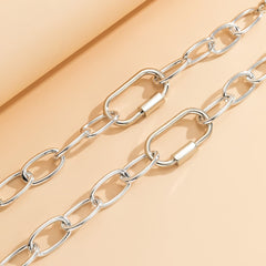 Silver-Plated Chunky Cable Chain & Bracelet Set