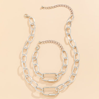 Silver-Plated Chunky Cable Chain and Bracelet Set, jewelry gift sets for women, botanical inspired, lifestyle look