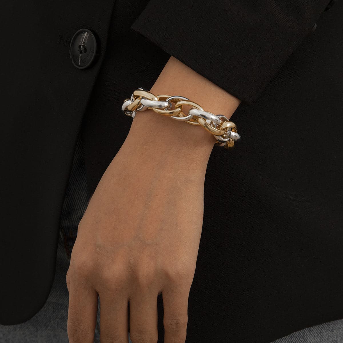 Two-Tone Crossing Bracelet, bracelet for women, elegant gift for her, side view