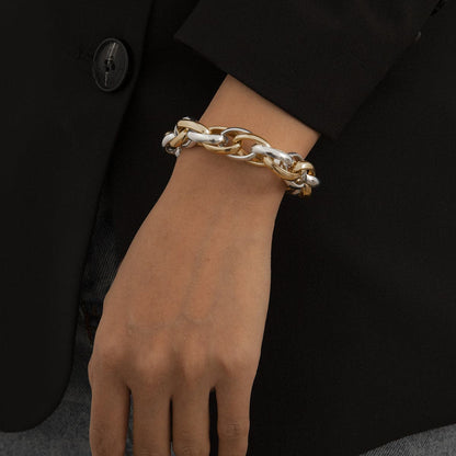 Two-Tone Crossing Bracelet, bracelet for women, elegant gift for her, side view