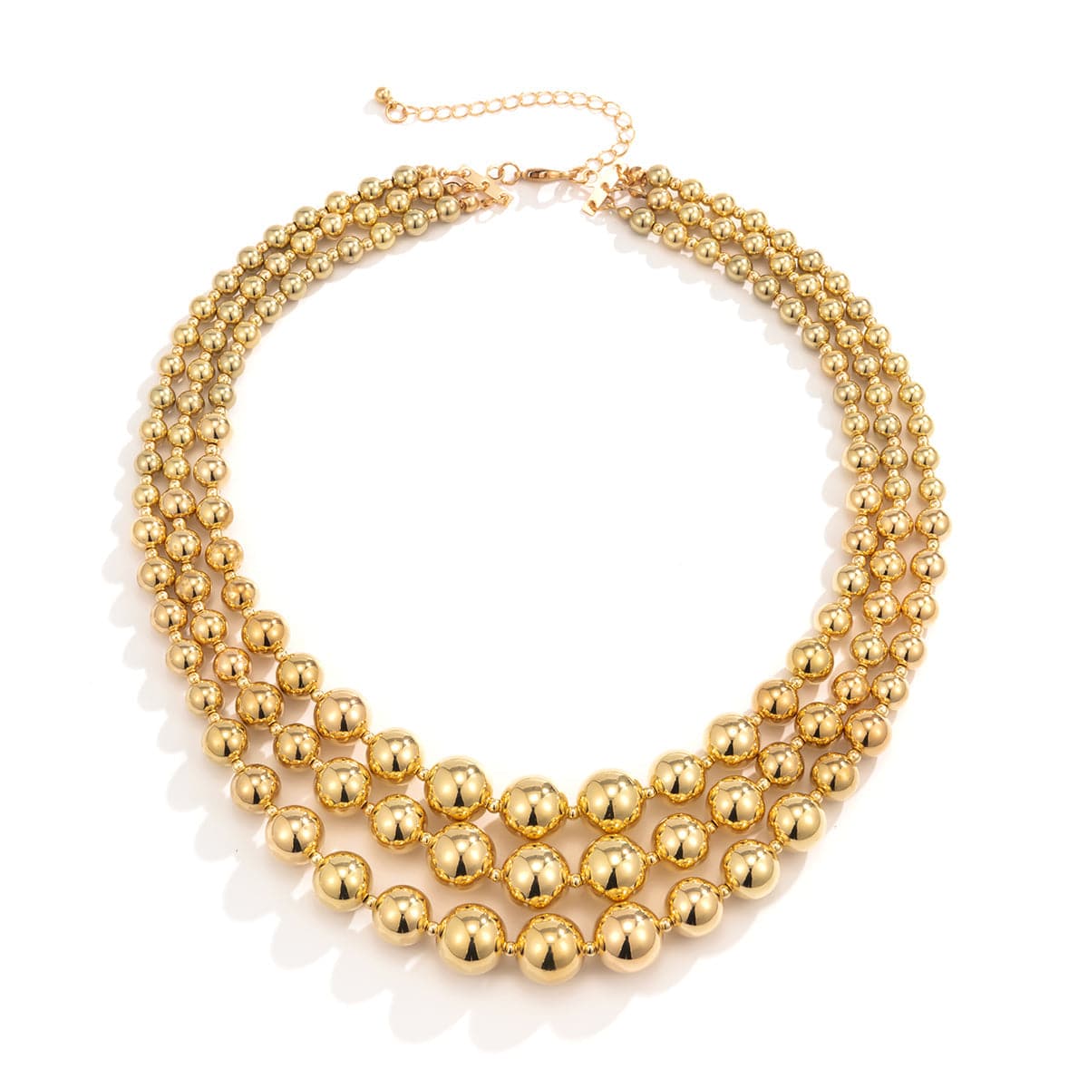 18K Gold-Plated Layered Beaded Necklace, gold pendant necklace for women, everyday style, side view