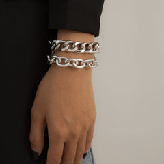 Silver-Plated Curb Chain Bracelet Set
