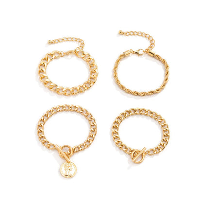 18K Gold-Plated Coin Toggle Chain Bracelet Set, jewelry gift sets for women, elegant gift for her, lifestyle look
