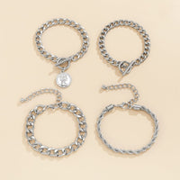 Silver-Plated Coin Toggle Chain Bracelet Set